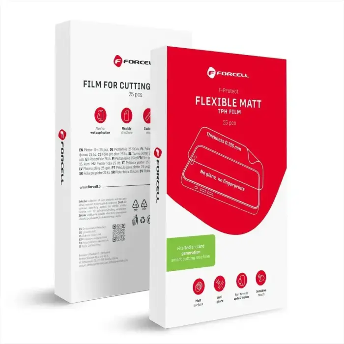 Griešanas plēve griešanas iekārtai 2. un 3. paaudzei. Forcell F-Protect Flexible MATT 196 x 125 mm 25 gab.