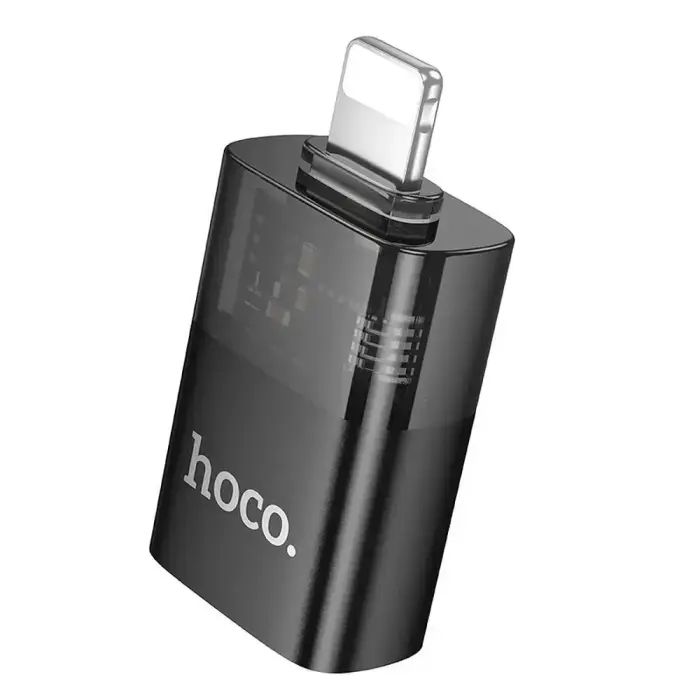 Adapteris OTG Lightning uz USB A Hoco UA36 Melns Caurspīdīgs