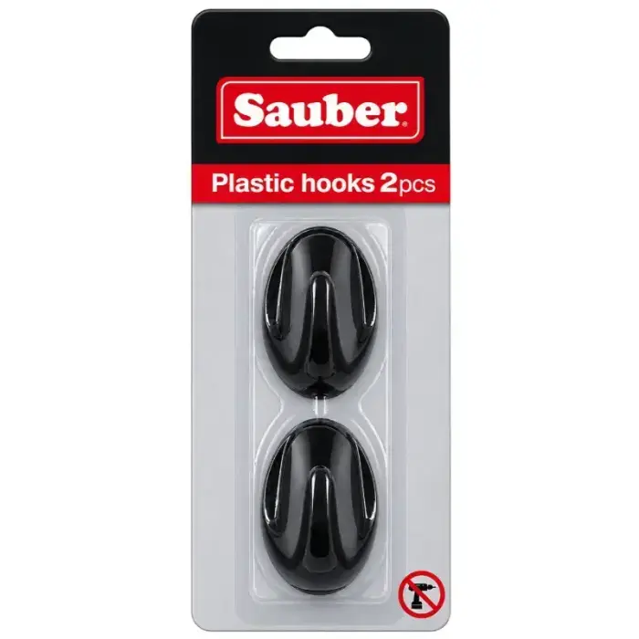 Hooks, 2 pcs, oval, black