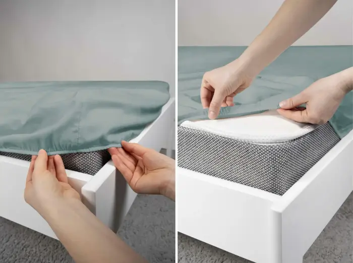 Microsatin fitted sheet 120x200 cm, mint, solid color Photo