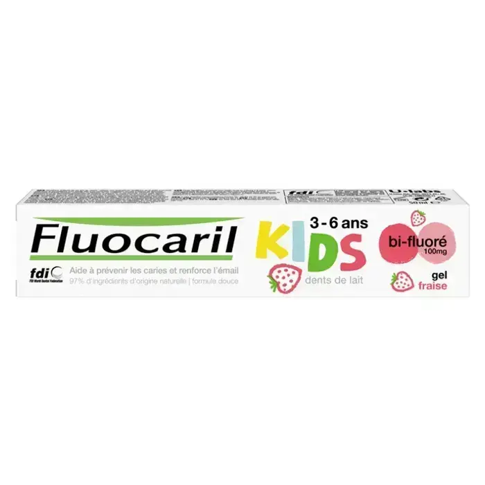 Fluocaril Детская двухфторидная зубная паста для молочных зубов, вкус клубники, 3-6 лет, 50 мл