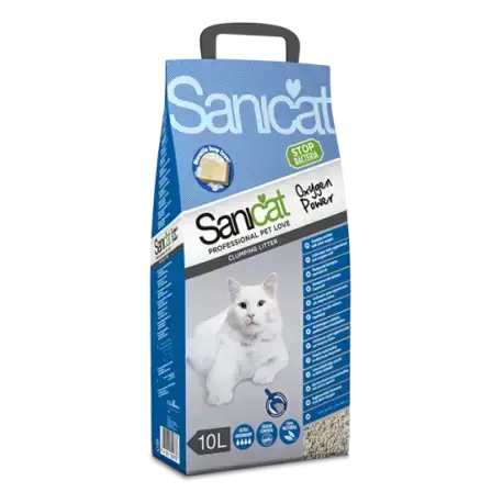 Sanicat Oxygen aglomerējošās kaķu smiltis 10L