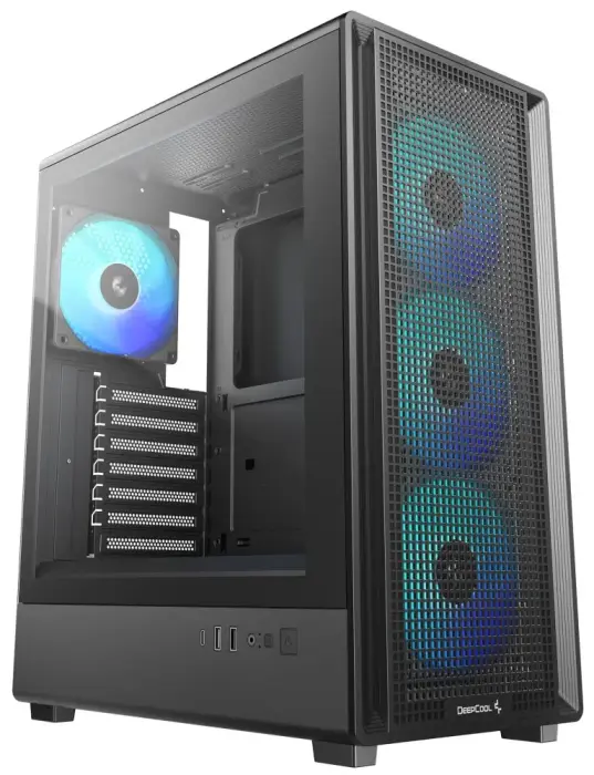 DEEPCOOL arvutikohver CC550 4F / ATX / 4x120 mm ARGB fan / USB3 / USB2 / USB-C / tvrzené sklo / must