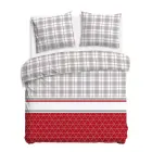 Flannel bedding set 180x200 cm, grey/red, checked — Photo 10