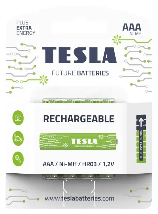 TESLA RECHARGEABLE+ nabíjecí baterija AAA Ni-MH 800mAh (HR03, mikrotužková, blister) 4 ks