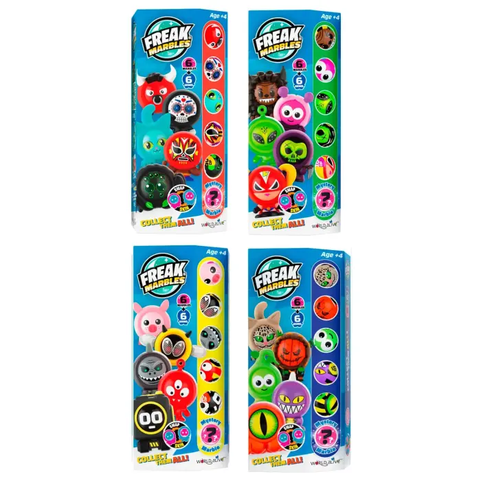 Freak Marbles asorti komplekts, 6 marmori + apvalks