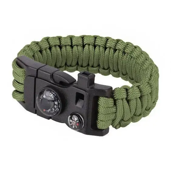Paracord izdzīvošanas aproce 101 Inc., 9", OD zaļa