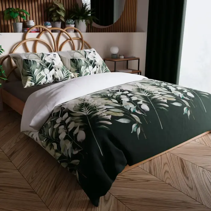 Satīna gultas veļas komplekts 220x200 cm Leafy