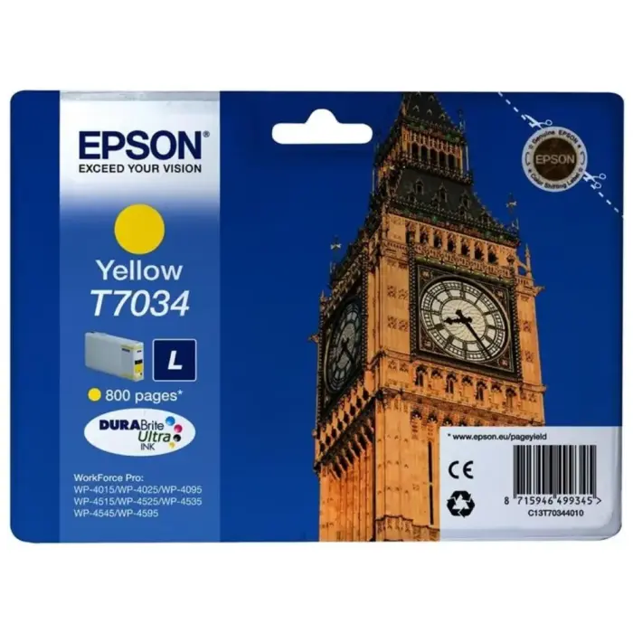 Epson inkoustová náplň/ C13T70344010/ WP-4000/ 4500/ 800 lappuses/ Žlutá