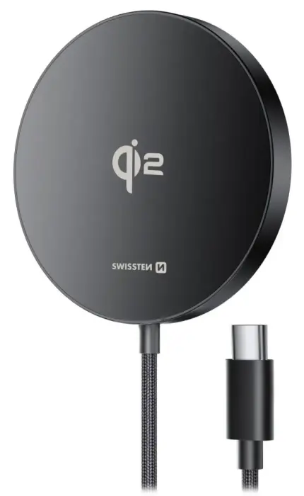 Swissten Bezdrátová Nabíječka MagPuck Qi2 1.5 M (Kompatibilní S MagSafe)