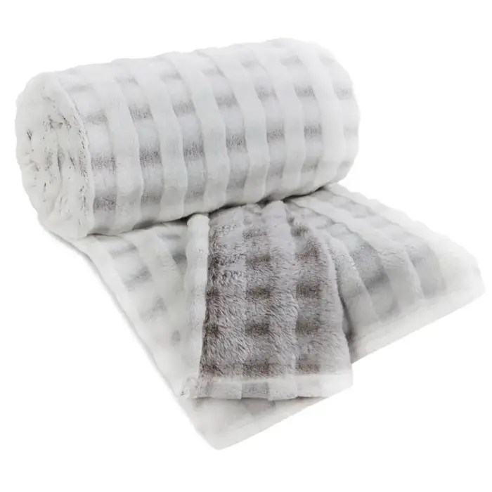 Throw 170x210 cm, Cube Pattern, Light Sand-Grey