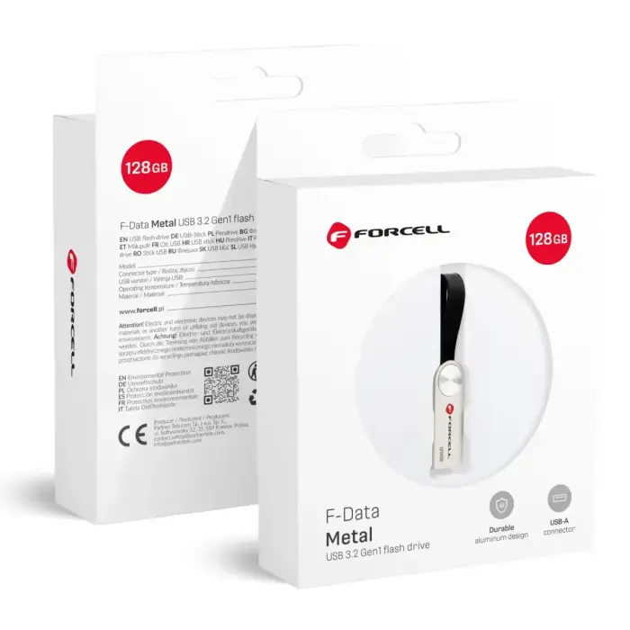 Forcell F-Data Metal 128GB USB 3.2 Gen 1 (USB A) atmintinė – sidabrinė