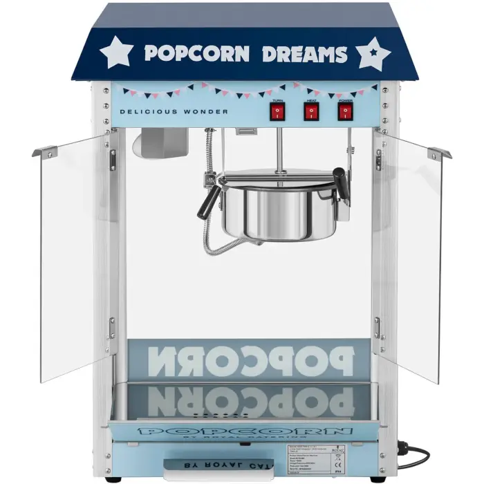 Maszyna automat urządzenie do prażenia popcornu retro TEFLON 1600 W 5-6 kg/h - niebieska Foto 6