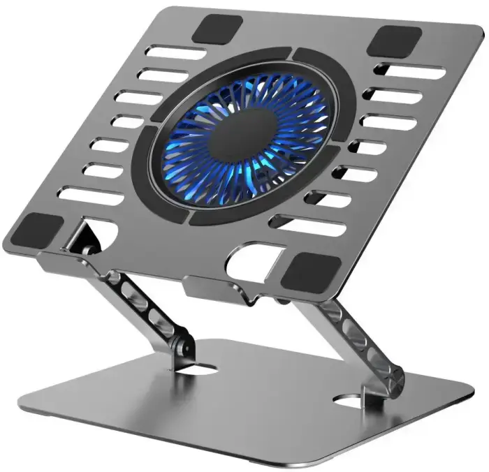 ART P12 Adjustable Laptop Cooling Stand with 1 USB-A Port and LED, Aluminum