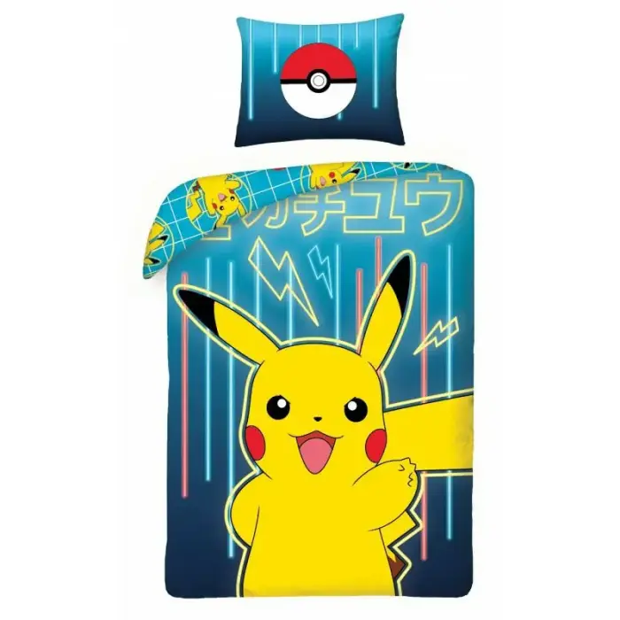 Bērnu gultas veļas komplekts 140x200 cm Pokemon Pikachu
