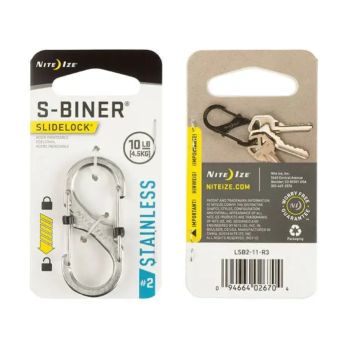 Nite Ize S-Biner #2 SlideLock – nerūdijantis plienas