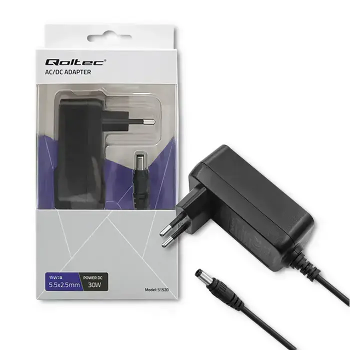 Qoltec pistikupesa toiteadapter 30W | 15V | 2A | 5.5*2.5