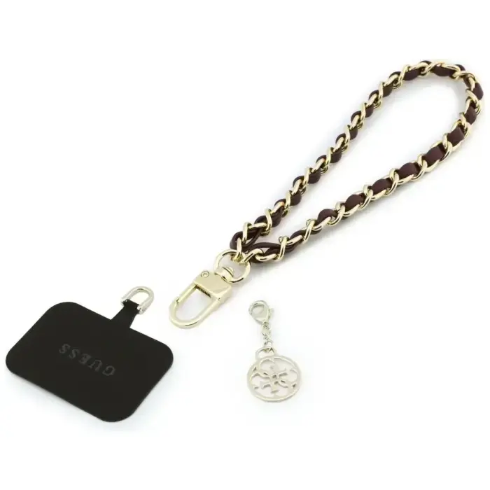 Phone strap Guess Wrist Strap      Saffiano Chain 4G Charm burgundy