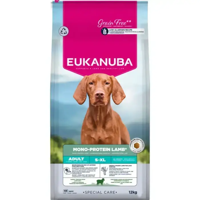 Eukanuba Adult Special Care Mono proteīna jēra gaļas sausā suņu barība 12KG