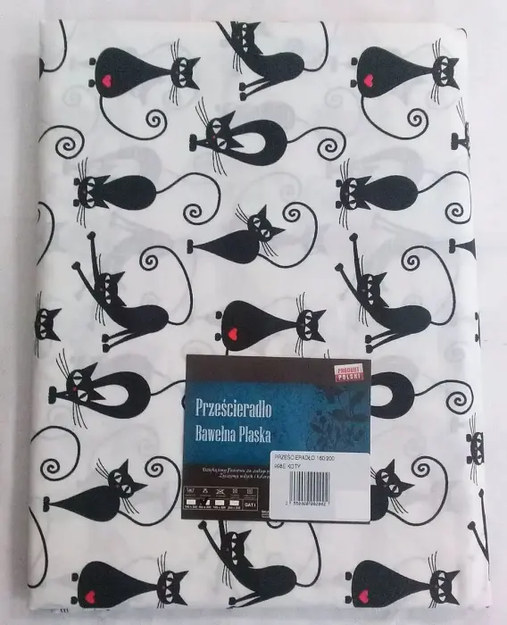 Cotton Flat Sheet 160x200 cm Cats
