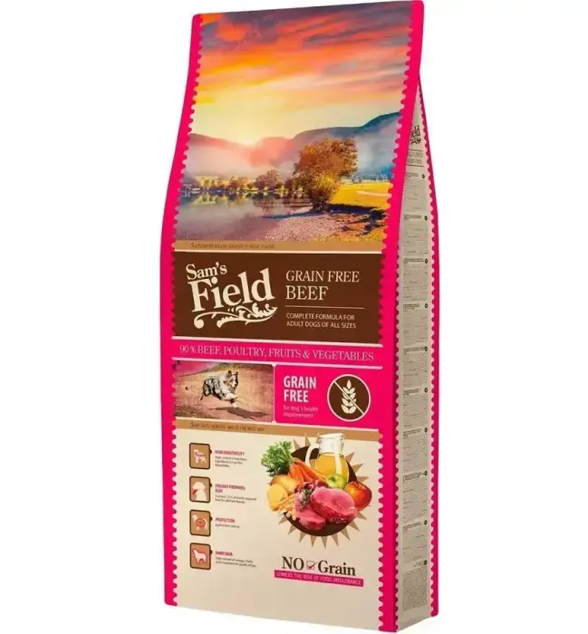 Sams Field DOG GF täiskasvanud koeratoit veiseliha ja vasikalihaga 13kg