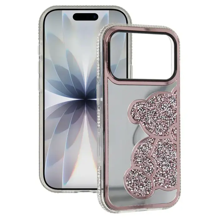 Teddy Bear Case for iPhone 16 Pro pink