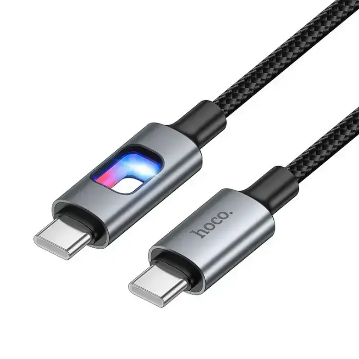 LED Cable USB-C to USB-C Hoco 3A 60W 1.2m U144 black