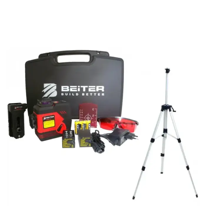 laser krzyżowy, czerwony Beiter - zestaw + statyw 150 cm z ruchomą głowicą