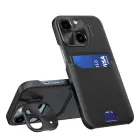 Ādas statīva maciņš iPhone 14 Plus, Melns — Foto 1