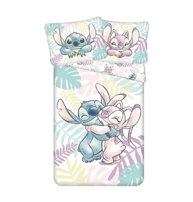 Gultas veļas komplekts 140x200 Lilo & Stitch Pastel Leaves