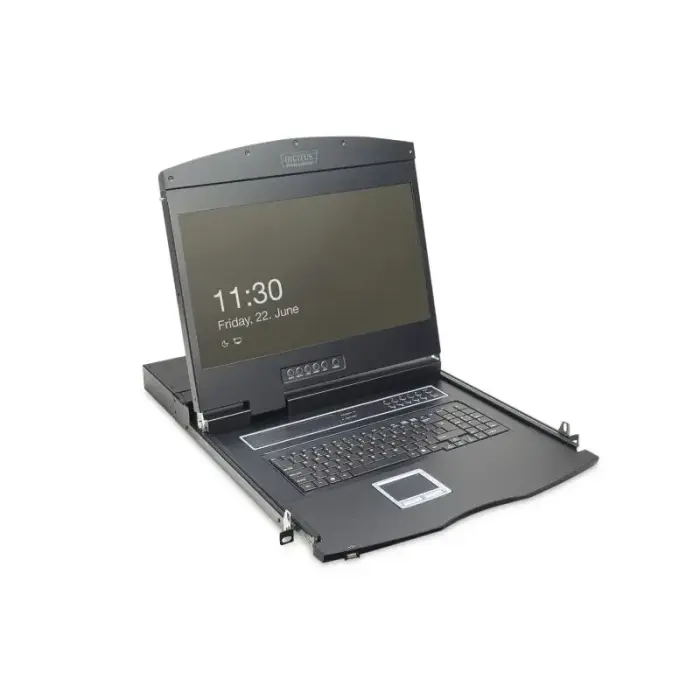 Digitus Modular Console with 19” (48.3 cm) TFT Monitor, 8-Port KVM Switch & Touchpad, US Keyboard