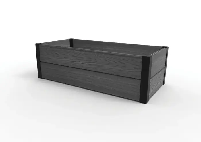 Rectangular Flower Bed Border Maple Trough 106x52x32cm, Grey