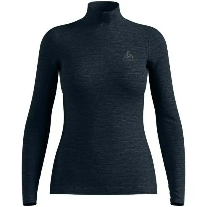 Women’s Odlo Merino 200 BL Top Turtle Neck LS Half Zip Baselayer – dark sapphire, size: M - Rozmiar: L