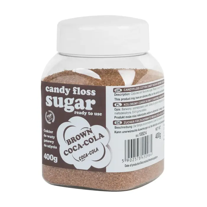 Krāsains cukurvates cukurs, brūns, Coca-Cola garša, 400g