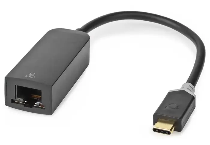 NEDIS kabelisový adapteris USB 3.2 Gen 1/ USB-C zástrčka - RJ45 lizdas/ kulatý/ juodas/ 20cm