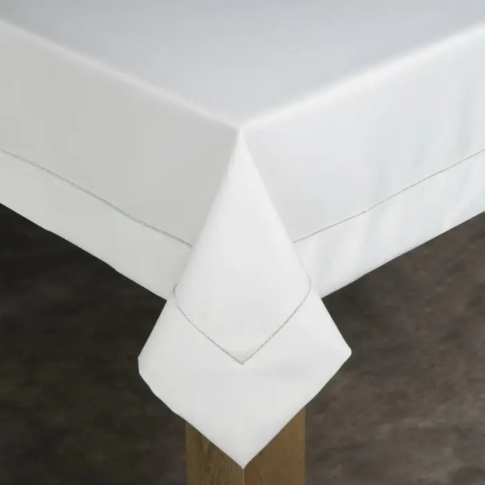 Obrus 145x300 Madele biały srebrna lamówka w pudełku Eurofirany