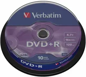 Verbatim DVD+R 4.7GB 16x 10 шт. в упаковке