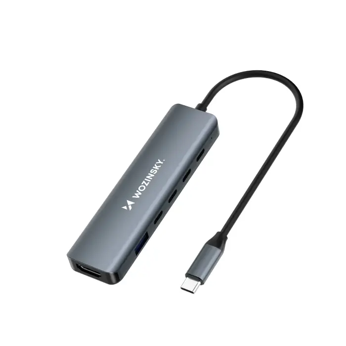 6-in-1 USB-A USB-C DisplayPort HDMI Hub – Grey