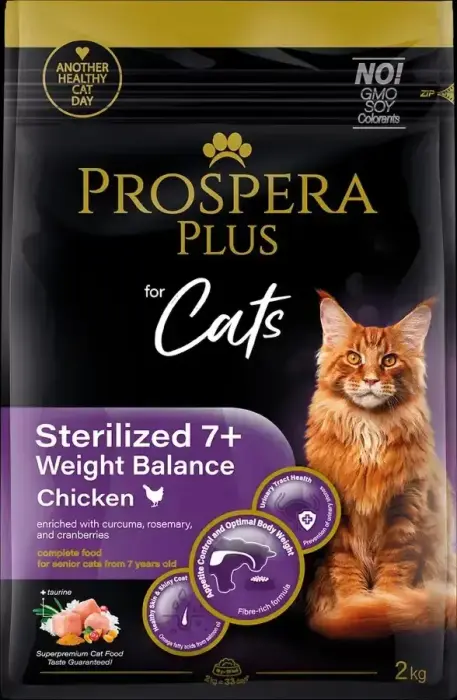 Корм для кошек – Prospera Plus Sterilized 7+ Chicken Weight Balance, 2 kg