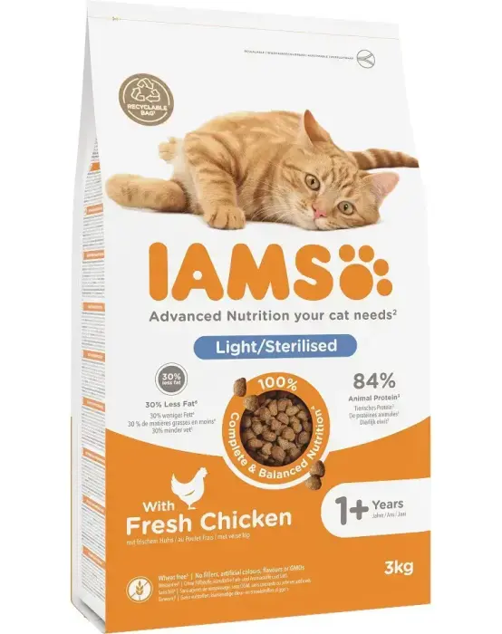 IAMS Sausas kačių maistas sterilizuotoms suaugusioms katėms su vištiena, 3 kg