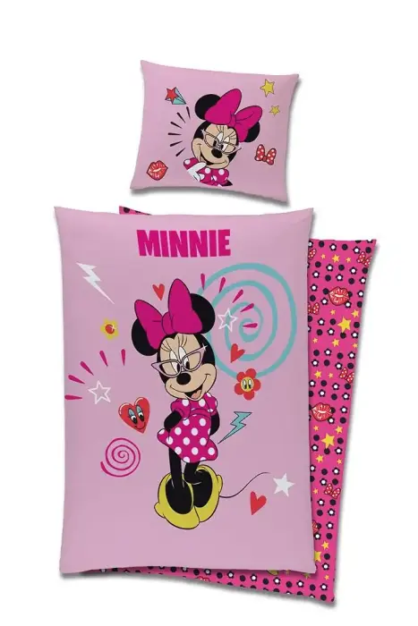 Kokvilnas gultas veļas komplekts 140x200 cm Minnie Mouse Pink C24