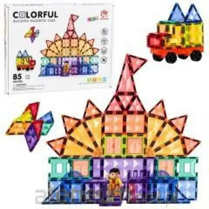 Creative Magnetic Construction Blocks with 3D Panels, STEM, Colorful, 85 pcs.