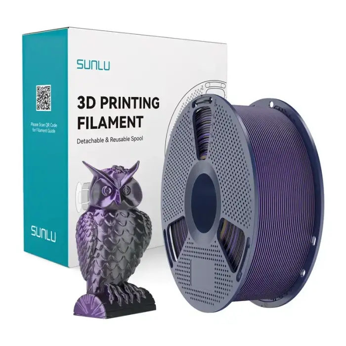 Sunlu PLA+ Silk divkrāsu filaments (melns un violets)