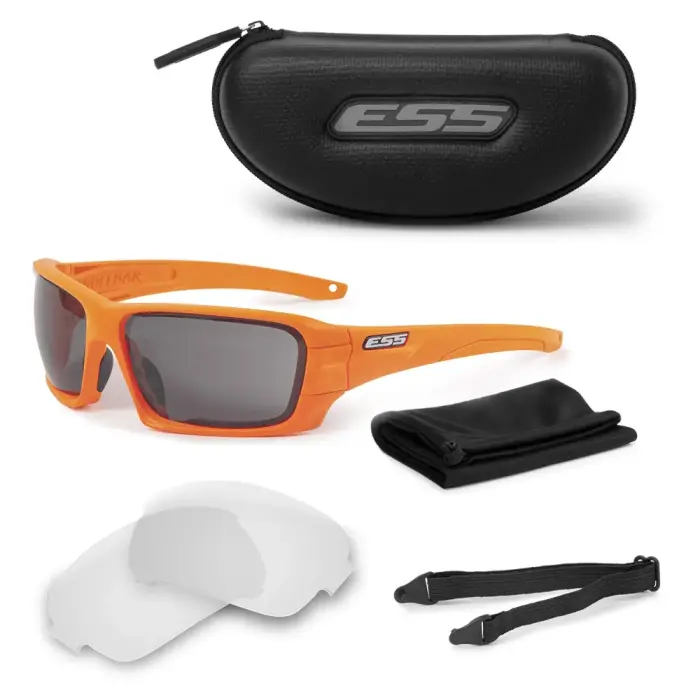 ESS Rollbar ballistiskās brilles – Safety Orange – caurspīdīgas / dūmakaini pelēkas lēcas
