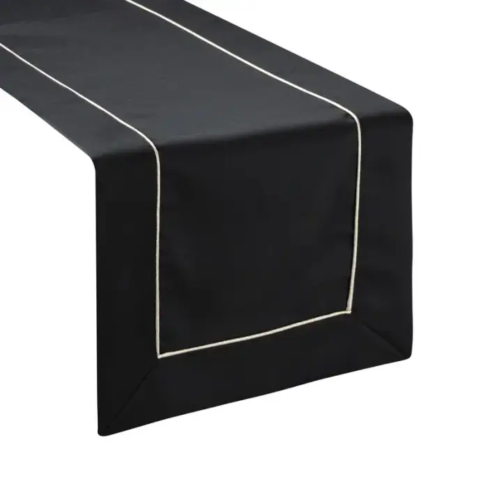 Table Runner 40x140 Dorita Black with Silver Trim Eurofirany