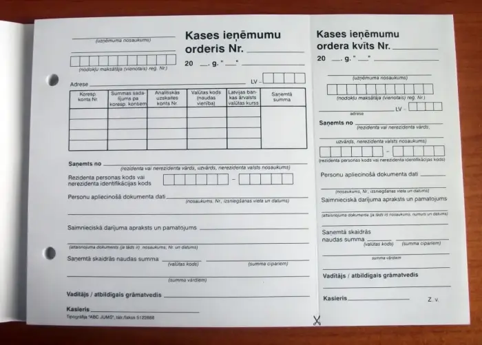 Kases ieņēmumu orderis A5V Foto 4