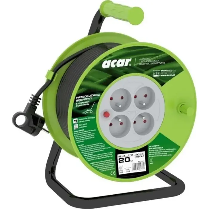 Acar PZ-4Z/OTM H05VV-F 3G1.0 20M ištraukiamas ilginamasis laidas – juodas