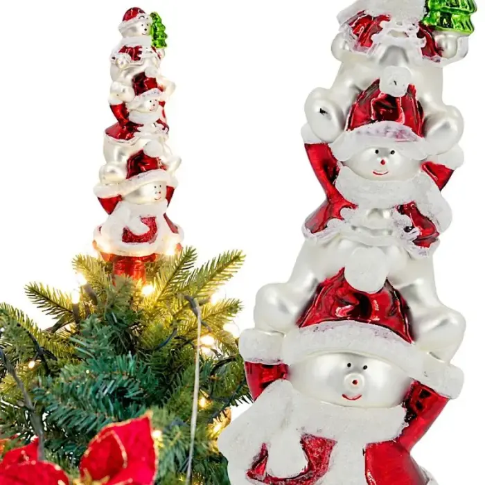 Glass Christmas Tree Topper with 3 Snowmen 28 cm