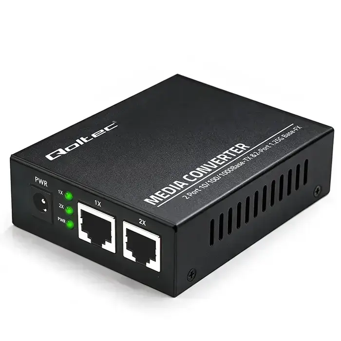 Qoltec Bidirectional Ethernet SWITCH Media Converter 2x RJ45 2x SFP | 1000Mb/s | 5V