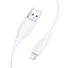 Silicone Cable USB A to Lightning Hoco 2,4A 1 m X124 white Photo